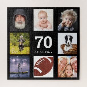 70歳の誕生日70フォトコラージュ男の男性ブラック ジグソーパズル