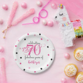70歳の誕生日70素晴らしい年ピンクの名前を追加 ペーパープレート (パーティー)