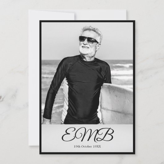 70歳の誕生日 おしゃれな写真 モノグラム 誕生日 招待状 (裏面)