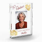 70歳の誕生日 おしゃれな葉のデザイン フォトブロック (左)