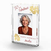 70歳の誕生日 おしゃれな葉のデザイン フォトブロック (右)