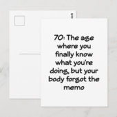 70歳の誕生日 おちゃめな七十周年へのオマージュ ポストカード (正面/裏面)