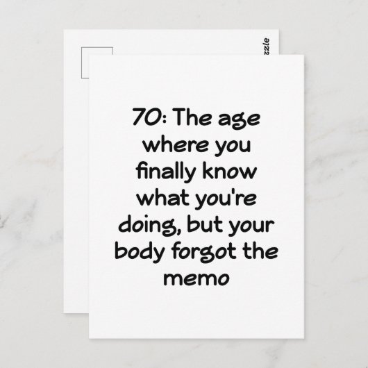 70歳の誕生日 おてんばなお祝い ポストカード (正面/裏面)