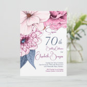 70歳の誕生日 エレガント モダン フラワー 招待状 (スタンド正面)