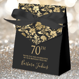 70歳の誕生日 ゴールドの花の感謝  フェイバーボックス