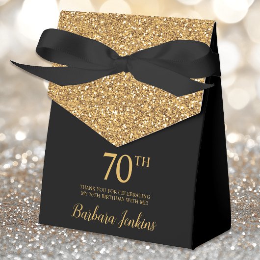 70歳の誕生日 ゴールドラメ ありがとう フェイバーボックス
