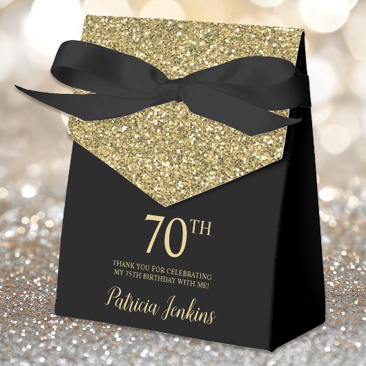 70歳の誕生日 ゴールドラメ ありがとう フェイバーボックス
