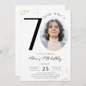 70歳の誕生日 ゴールド招待状 写真付き 招待状 (正面/裏面)