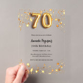 70歳の誕生日 ゴールド スター クリア アクリル招待状 (インサイチュ (ポータブル))