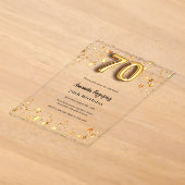 70歳の誕生日 ゴールド スター クリア アクリル招待状 (レイダウン)