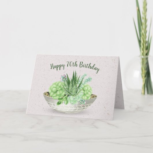 70歳の誕生日 テラッツォの多肉植物 カード (正面)