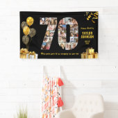 70歳の誕生日 ナンバー70 フォトコラージュ ブラック ゴールド 横断幕 (インサイチュ)