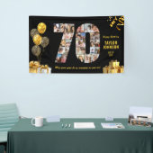 70歳の誕生日 ナンバー70 フォトコラージュ ブラック ゴールド 横断幕 (トレードショー)