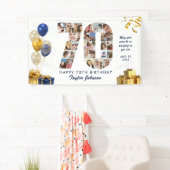 70歳の誕生日 ナンバー70 フォトコラージュ ホワイトゴールド 横断幕 (インサイチュ)