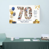 70歳の誕生日 ナンバー70 フォトコラージュ ホワイトゴールド 横断幕 (トレードショー)