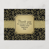 70歳の誕生日 ナンバー パターン ゴールド/ブラック ポストカード (正面)