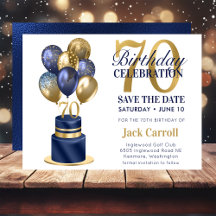 70歳の誕生日 ネイビーブルーのバルーンケーキ