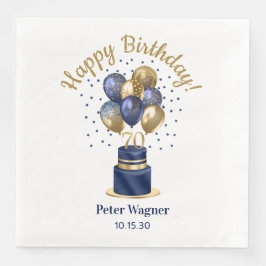 70歳の誕生日 ネイビーブルー 風船 ケーキ
