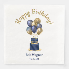 70歳の誕生日 ネイビーブルー 風船 ケーキ
