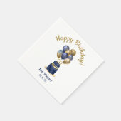 70歳の誕生日 ネイビーブルー 風船 ケーキ スタンダードカクテルナプキン (角)