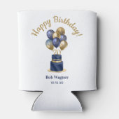 70歳の誕生日 ネイビーブルー 風船 ケーキ 缶クーラー (裏面)