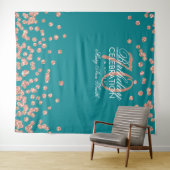 70歳の誕生日 バックドロップ ローズゴールド ティール色のコンフェッティ タペストリー (インサイチュ(横))