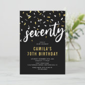 70歳の誕生日 ブラックゴールドの紙吹雪 インビテーション (スタンド正面)