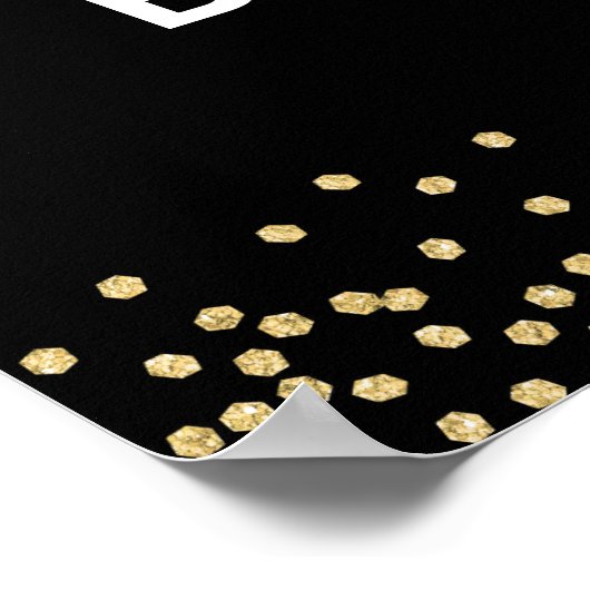 70歳の誕生日 ブラックゴールド フォト パーティー ポスター (角)