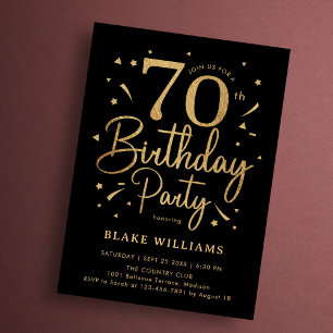 70歳の誕生日 ブラックゴールド 招待状