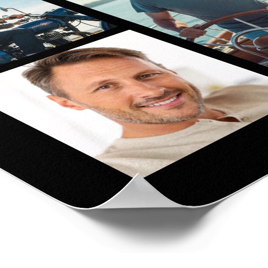 70歳の誕生日 ブラックゴールド 16枚の写真 これまでの年におめでとう ポスター (角)