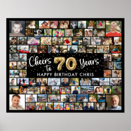 70歳の誕生日 ブラックゴールド 70年の軌跡 92枚の写真 ポスター