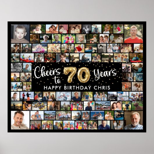 70歳の誕生日 ブラックゴールド 70年の軌跡 92枚の写真 ポスター (正面)