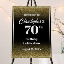 70歳の誕生日 ブラック＆ゴールド ウェルカムサイン