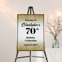70歳の誕生日 ブラック＆ゴールド ウェルカムサイン