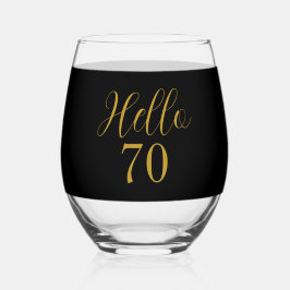70歳の誕生日 ブラック ゴールド 誕生日パーティー ステムなしワイングラス