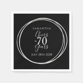70歳の誕生日 ブラック シルバー チェアーズ 70周年 パーティー スタンダードカクテルナプキン