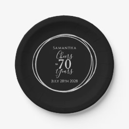 70歳の誕生日 ブラック シルバー チェアーズ 70年 パーティー ペーパープレート