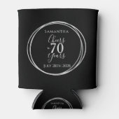 70歳の誕生日 ブラック シルバー チェアーズ 70年 缶クーラー (正面)