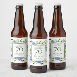 70歳の誕生日 ブルー・ハイドランジア ビールラベル