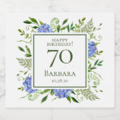 70歳の誕生日 ブルー・ハイドランジア ビールラベル (シングルラベル)