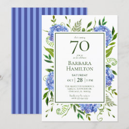 70歳の誕生日 ブルー・ハイドランジア 招待状