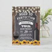 70歳の誕生日 ラスティックなひまわりとワイン 招待状 (スタンド正面)