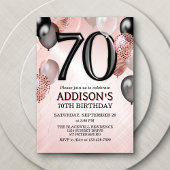 70歳の誕生日 ローズゴールド バルーン 招待状