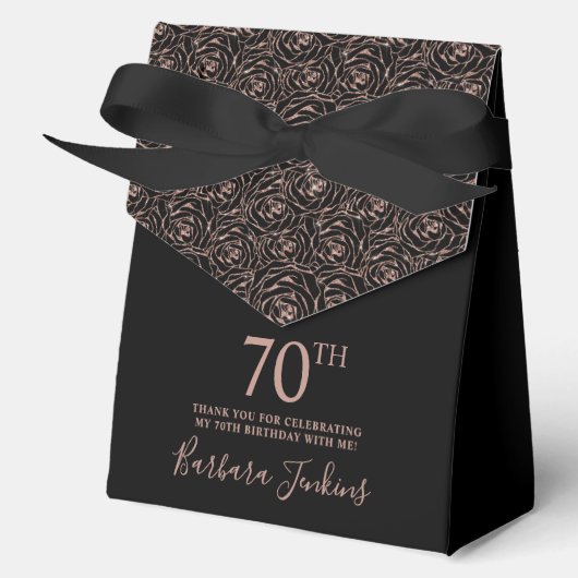 70歳の誕生日 ローズゴールド ラメバラの感謝 フェイバーボックス (正面)