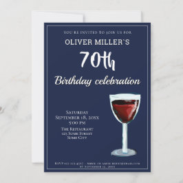70歳の誕生日 ワインレッド ネイビーブルー パーティー 招待状