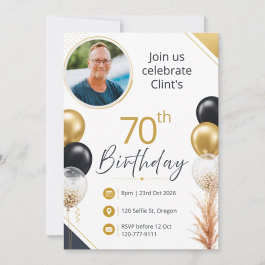 70歳の誕生日 招待状 (正面)