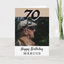 70歳の誕生日 現代のベージュ フォト パーソナライズド