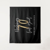 70歳の誕生日 現代的なブラックとゴールドのスタイリッシュ タペストリー (正面)