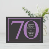 70歳の誕生日 紫と黒の黒板 招待状 (スタンド正面)