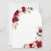 70歳の誕生日 赤いバラとピンクの芍薬の花のアーチ 招待状 (裏面)